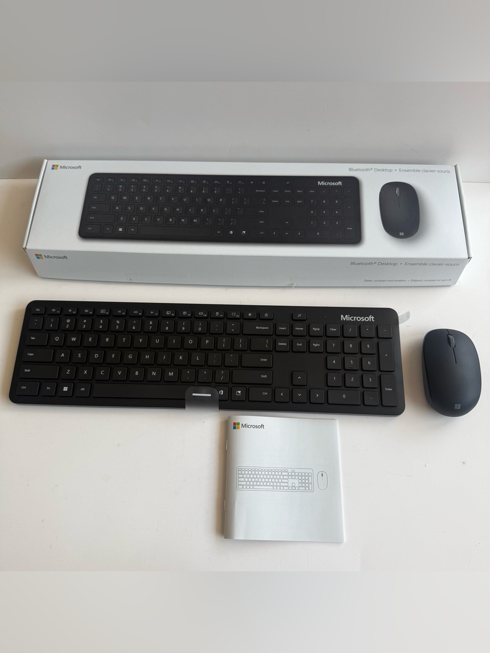 New Open Box Microsoft Bluetooth Desktop Keyboard & Mouse Sleek Compact Wireless